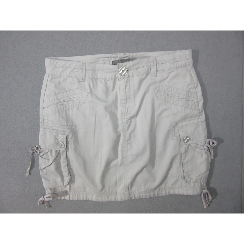 PrAna Skirt Women 8 Gray Mini Breathe Utility Cargo Pockets Outdoor Cinched Hem